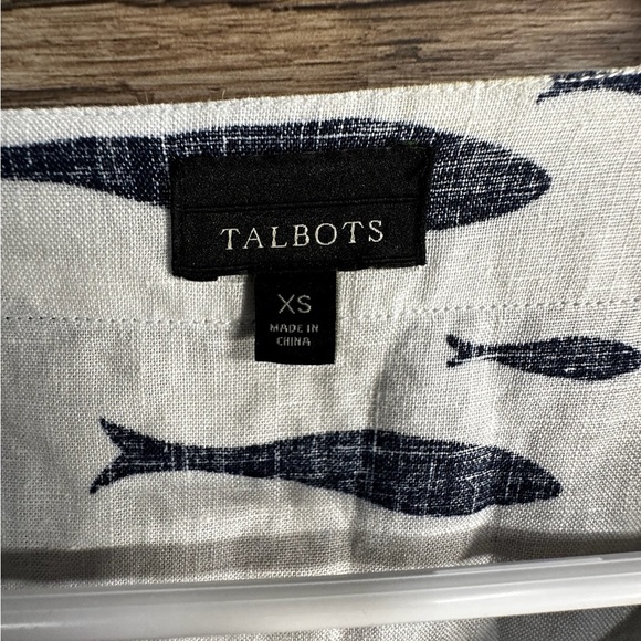 Talbots White and Blue Fish Print Dress Sundress - Picture 3 of 8